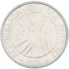 Монета 50 лир 1974 года Сан-Марино (реверс)