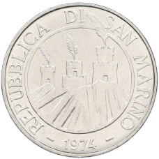Монета 100 лир 1974 года Сан-Марино (реверс)