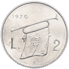 Монета 2 лиры 1979 года Сан-Марино (аверс)