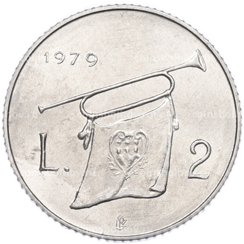 Монета 2 лиры 1979 года Сан-Марино