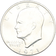 Монета 1 доллар 1971 года S США «Эйзенхауэр» (аверс)