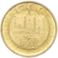 Монета 20 лир 1977 года Сан-Марино (реверс)