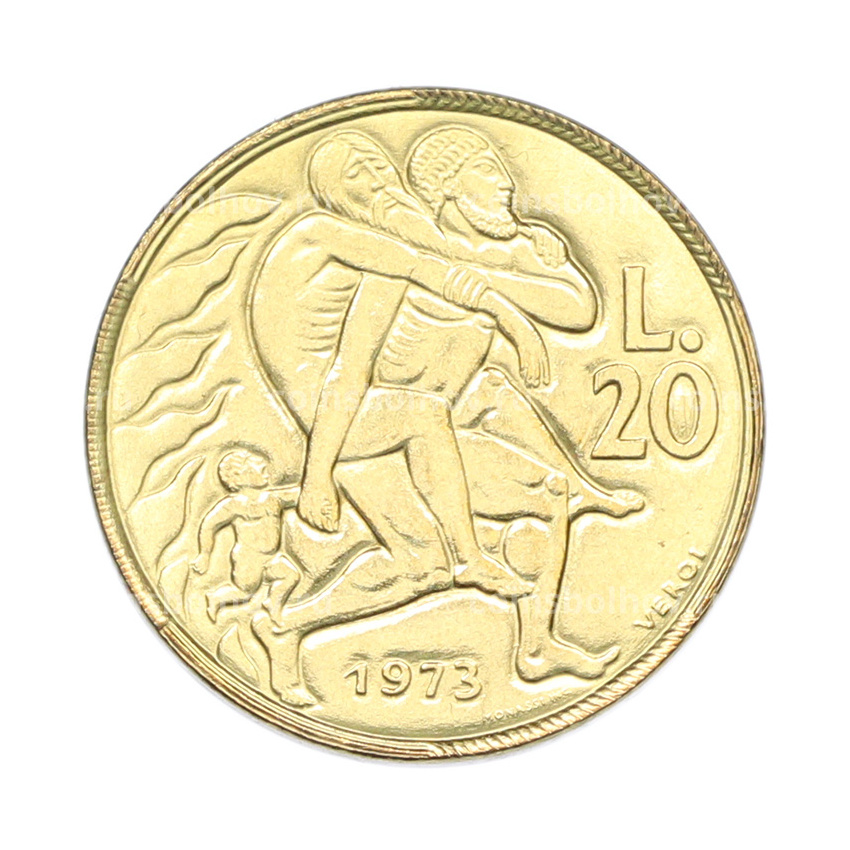 Монета 20 лир 1973 года Сан-Марино