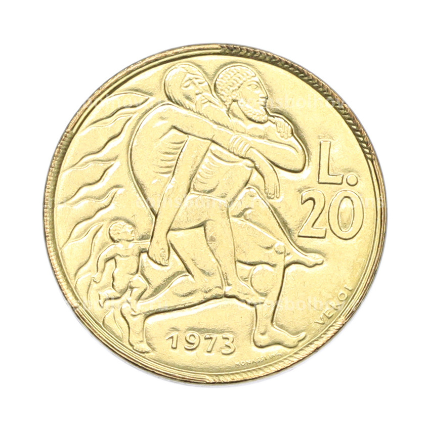 Монета 20 лир 1973 года Сан-Марино