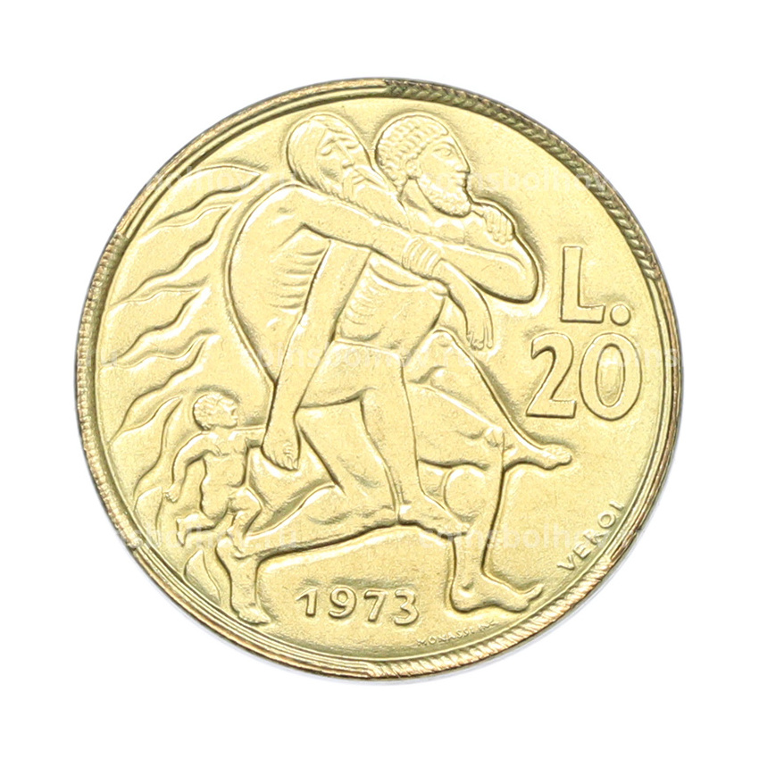 Монета 20 лир 1973 года Сан-Марино