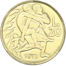 Монета 20 лир 1973 года Сан-Марино (аверс)