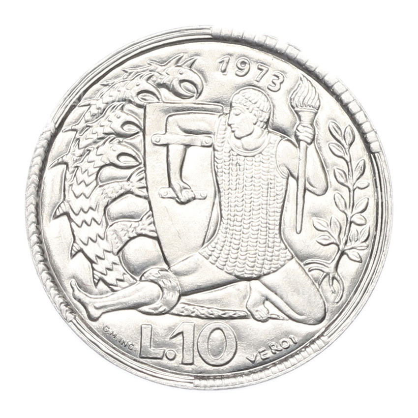 Монета 10 лир 1973 года Сан-Марино