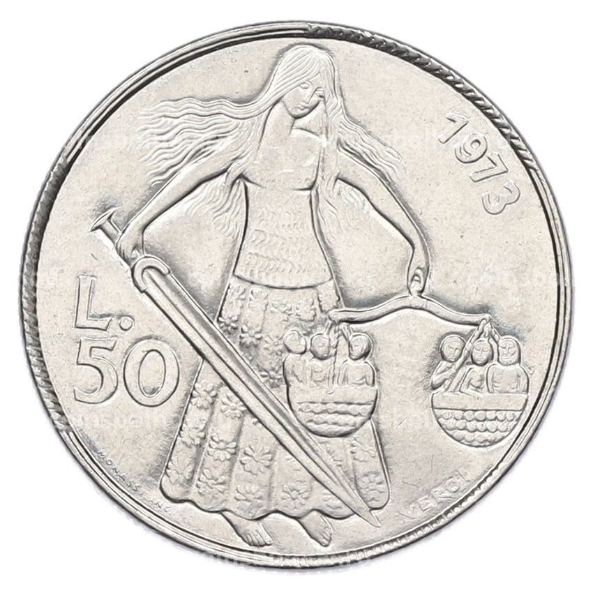 Монета 50 лир 1973 года Сан-Марино