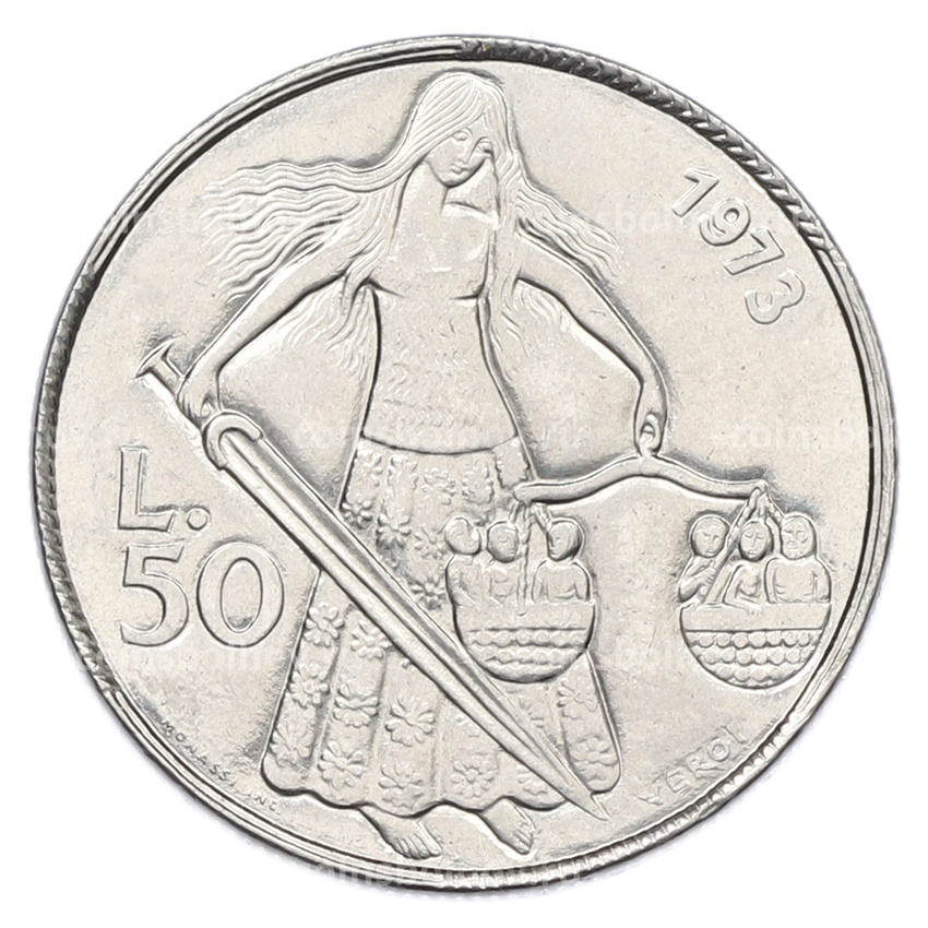 Монета 50 лир 1973 года Сан-Марино