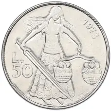 Монета 50 лир 1973 года Сан-Марино (аверс)