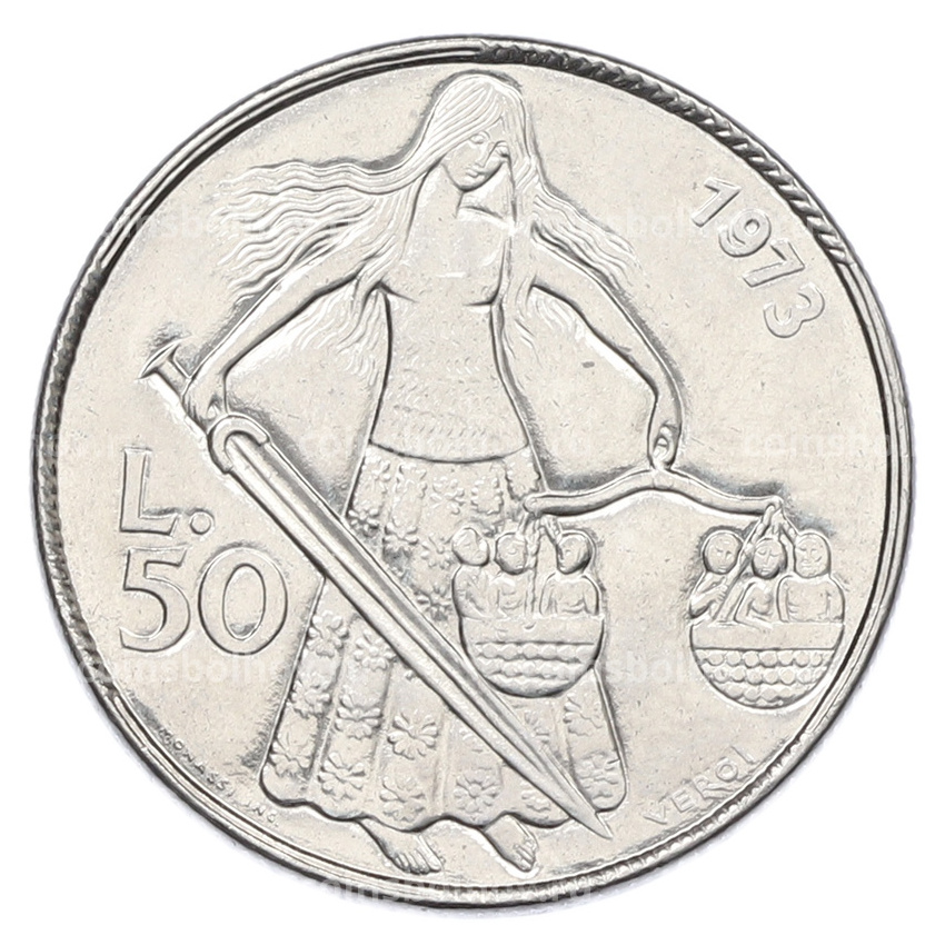 Монета 50 лир 1973 года Сан-Марино