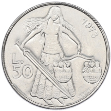 Монета 50 лир 1973 года Сан-Марино (аверс)