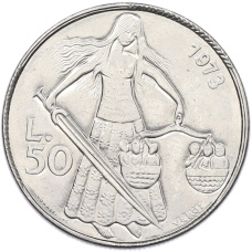 Монета 50 лир 1973 года Сан-Марино (аверс)