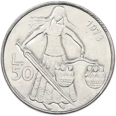 Монета 50 лир 1973 года Сан-Марино (аверс)