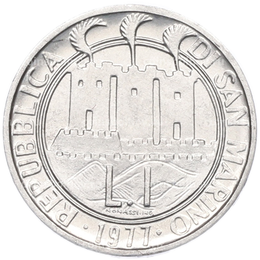 Монета 1 лира 1977 года Сан-Марино «ФАО» (вид 2)