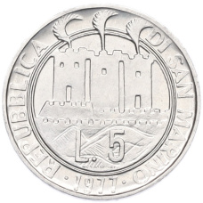 Монета 5 лир 1977 года Сан-Марино «Экология» (реверс)