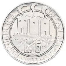 Монета 5 лир 1977 года Сан-Марино «Экология» (реверс)
