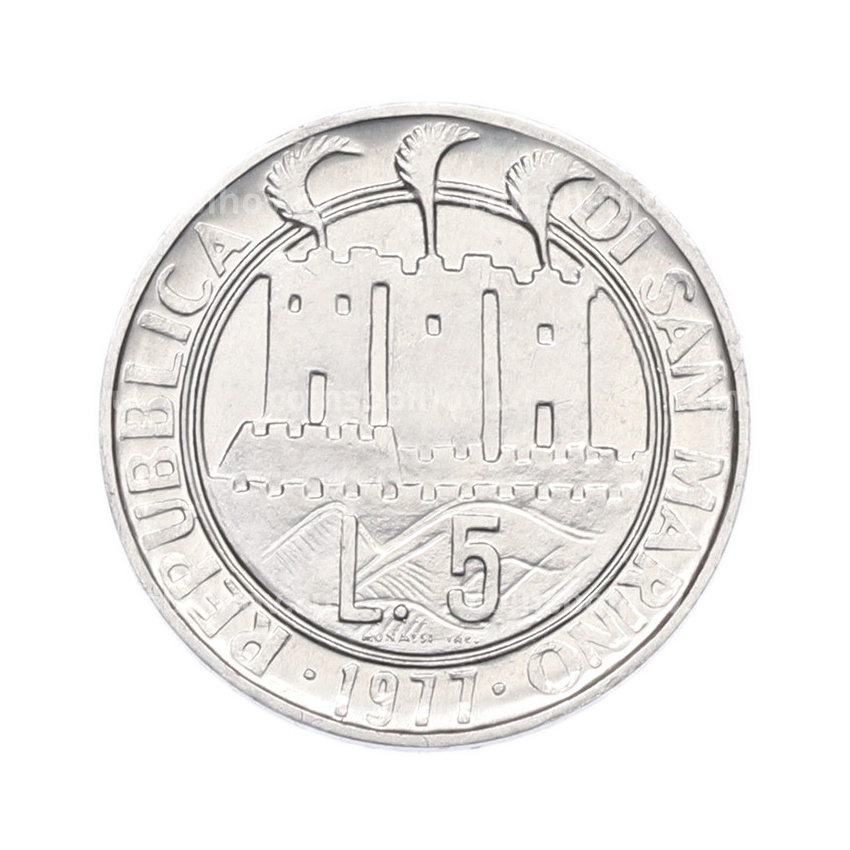 Монета 5 лир 1977 года Сан-Марино «Экология» (вид 2)