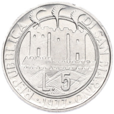 Монета 5 лир 1977 года Сан-Марино «Экология» (реверс)