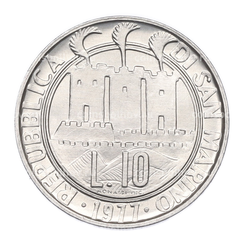 Монета 10 лир 1977 года Сан-Марино (вид 2)