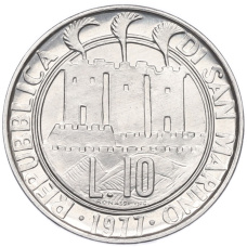 Монета 10 лир 1977 года Сан-Марино (реверс)