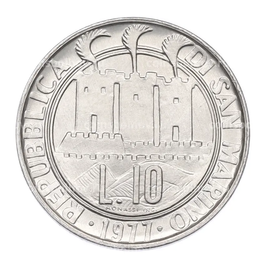 Монета 10 лир 1977 года Сан-Марино (вид 2)