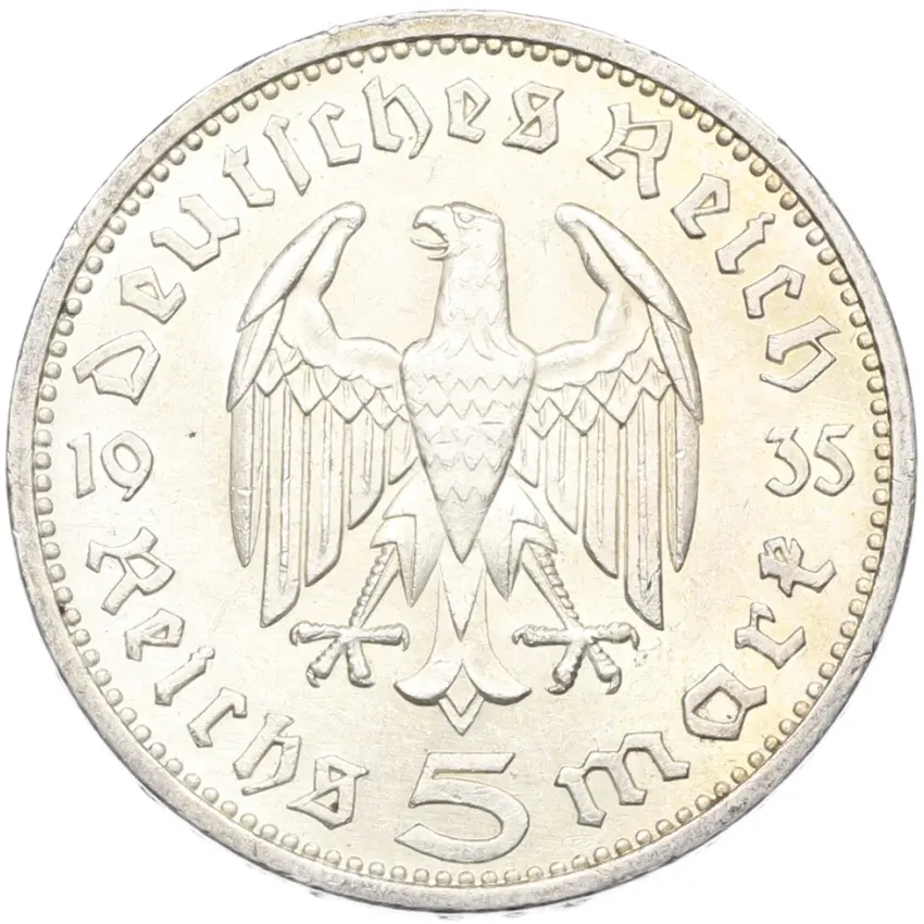 Монета 5 рейхсмарок 1935 года E Германия