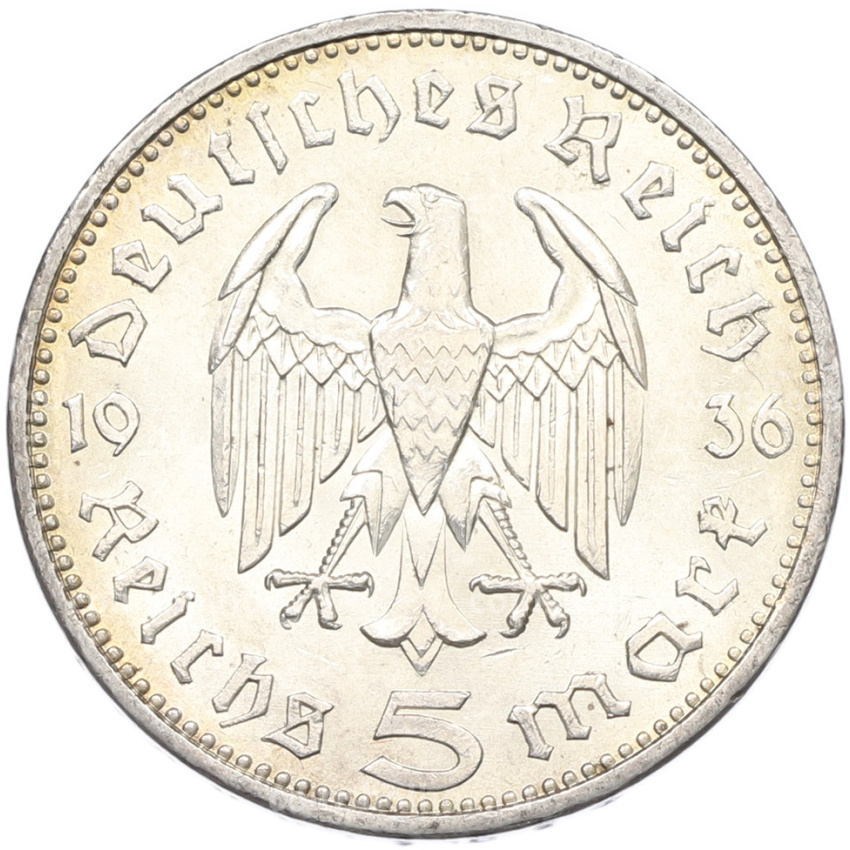 Монета 5 рейхсмарок 1936 года A Германия