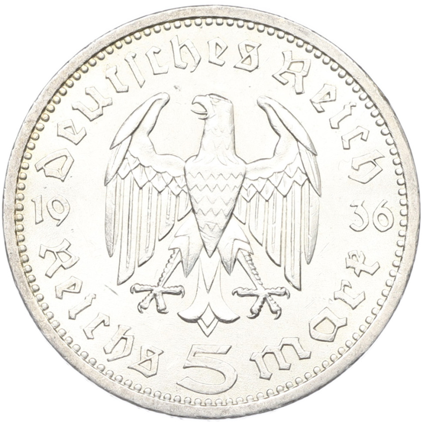 Монета 5 рейхсмарок 1936 года A Германия
