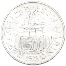 Монета 500 лир 1978 года Сан-Марино (реверс)