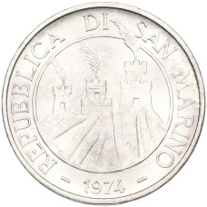 Монета 500 лир 1974 года Сан-Марино (реверс)