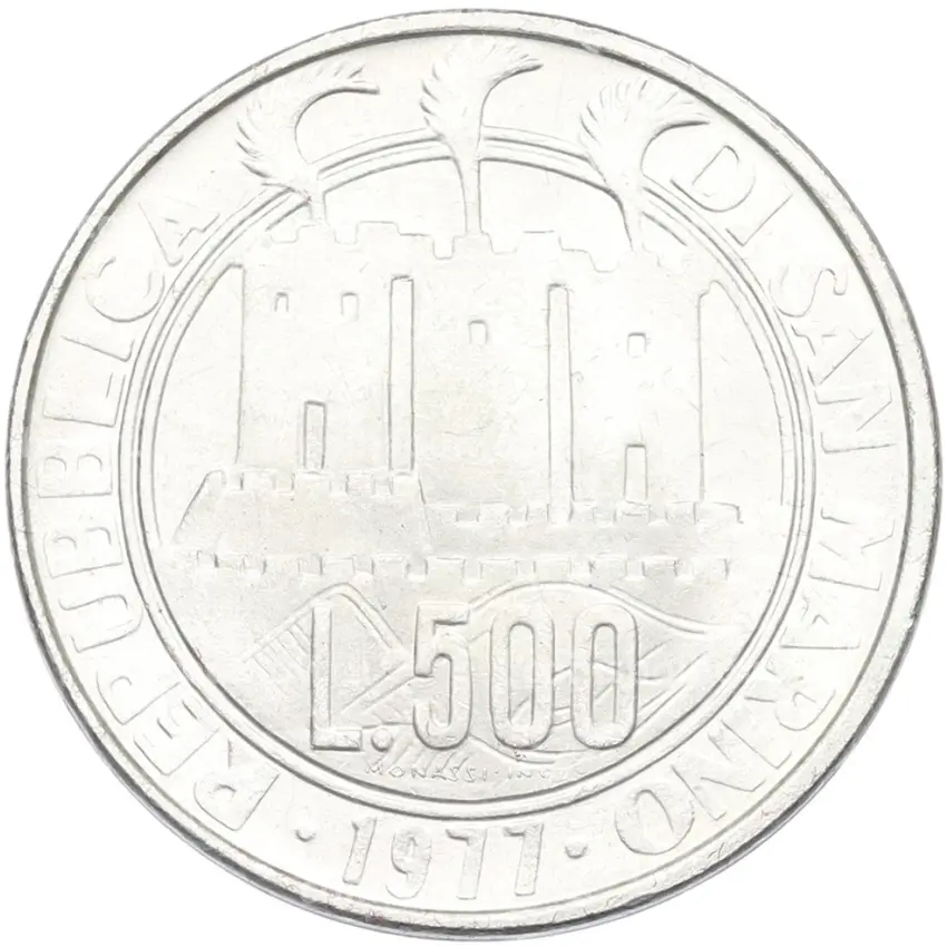 Монета 500 лир 1977 года Сан-Марино «Экология» (вид 2)