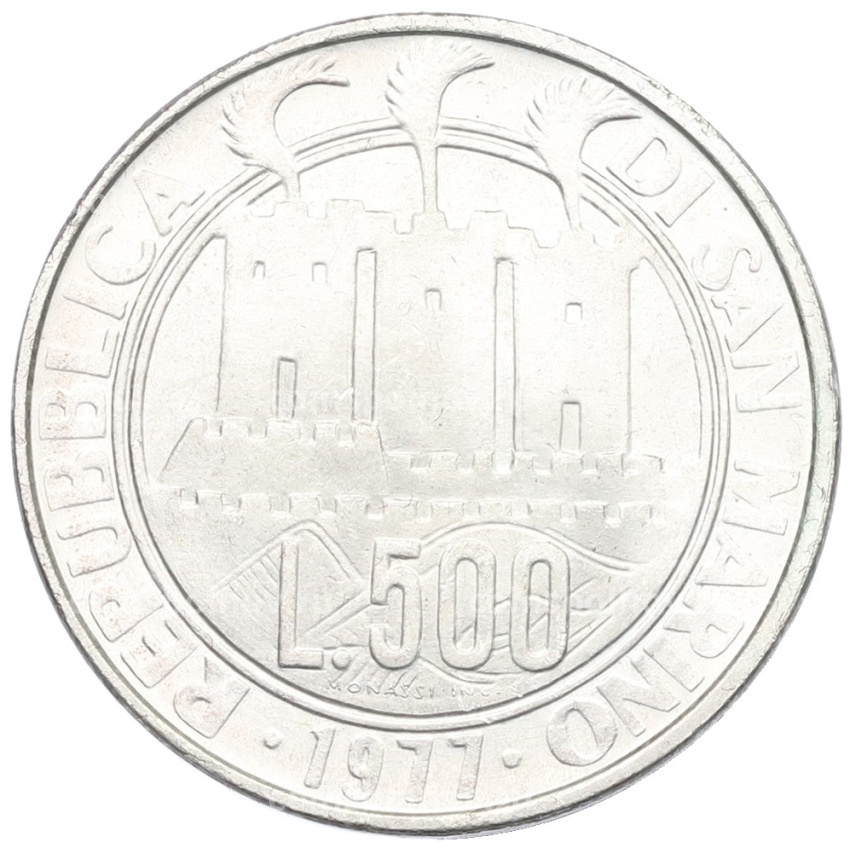 Монета 500 лир 1977 года Сан-Марино «Экология» (вид 2)