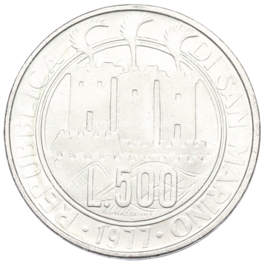 Монета 500 лир 1977 года Сан-Марино «Экология» (вид 2)