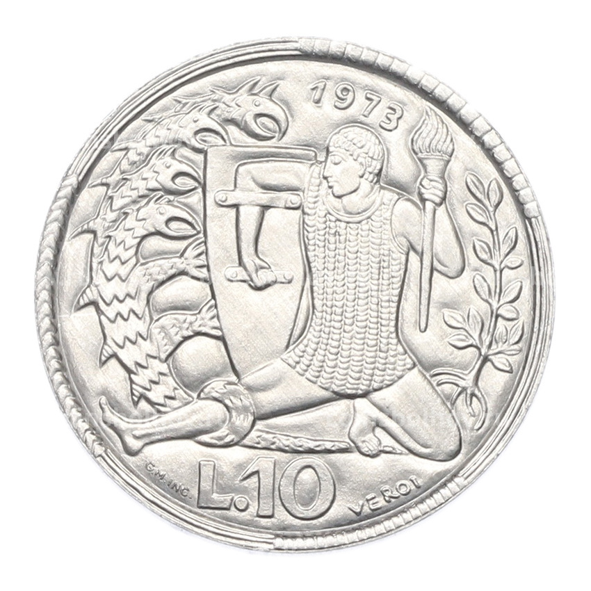 Монета 10 лир 1973 года Сан-Марино