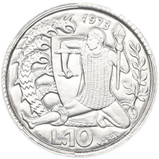 Монета 10 лир 1973 года Сан-Марино (аверс)