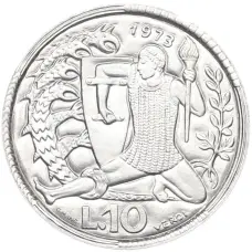 Монета 10 лир 1973 года Сан-Марино (аверс)