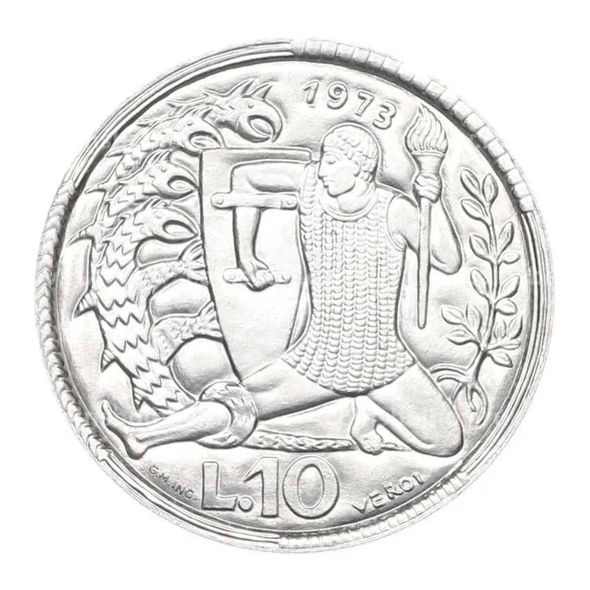 Монета 10 лир 1973 года Сан-Марино