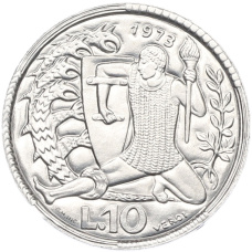 Монета 10 лир 1973 года Сан-Марино (аверс)