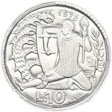 Монета 10 лир 1973 года Сан-Марино (аверс)