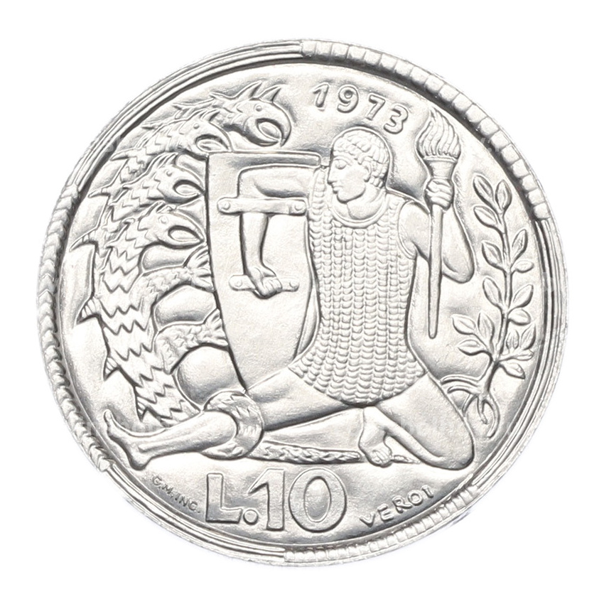 Монета 10 лир 1973 года Сан-Марино