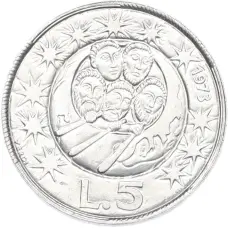 Монета 5 лир 1973 года Сан-Марино (аверс)