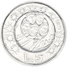 Монета 5 лир 1973 года Сан-Марино (аверс)