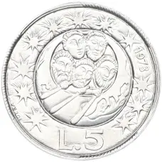Монета 5 лир 1973 года Сан-Марино (аверс)