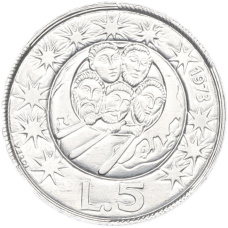 Монета 5 лир 1973 года Сан-Марино (аверс)