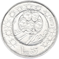 Монета 5 лир 1973 года Сан-Марино (аверс)