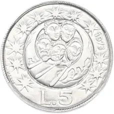 Монета 5 лир 1973 года Сан-Марино (аверс)