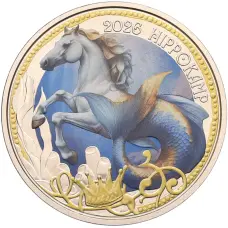 Монета 3 евро 2026 года Австрия «Фантастические мифические существа — Гиппокампус» (аверс)