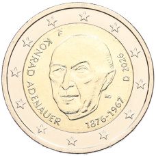 Монета 2 евро 2026 года F Германия «Конрад Аденауэр» (аверс)