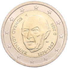Монета 2 евро 2026 года A Германия «Конрад Аденауэр» (аверс)